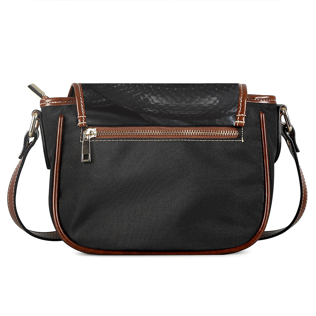 Black Snake Print Saddle Bag