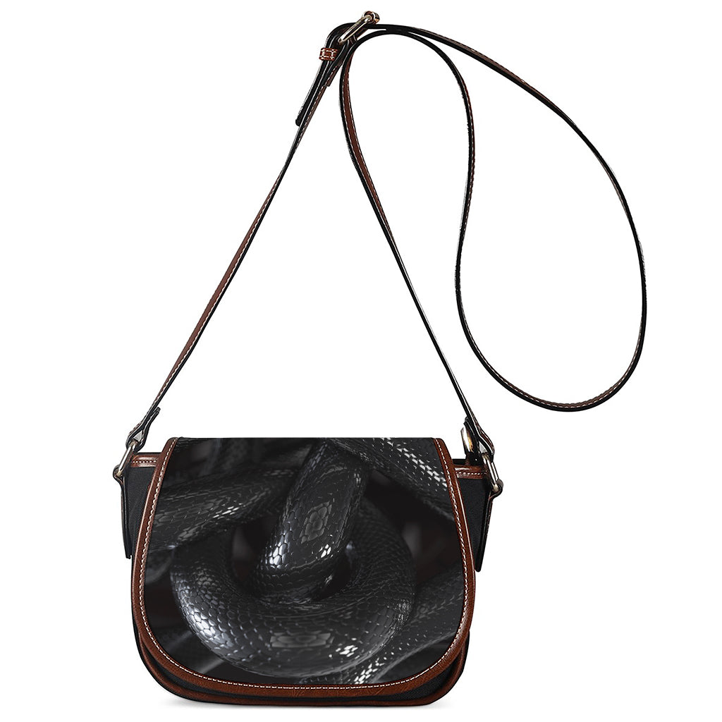 Black Snake Print Saddle Bag
