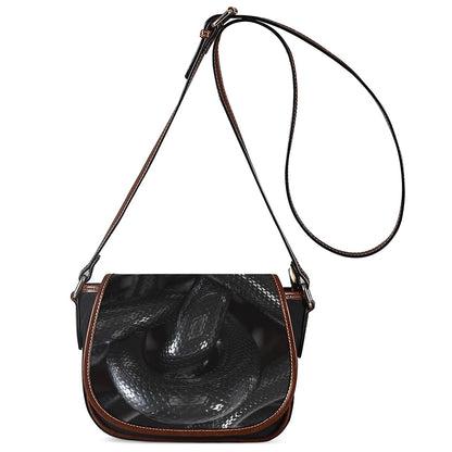 Black Snake Print Saddle Bag