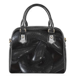 Black Snake Print Shoulder Handbag