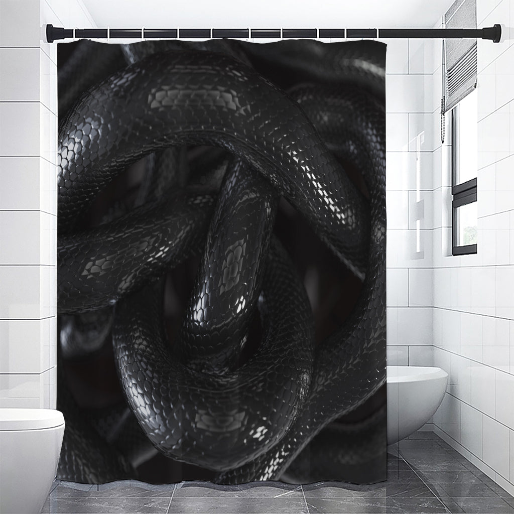 Black Snake Print Shower Curtain