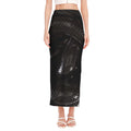 Black Snake Print Side Slit Maxi Skirt