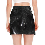 Black Snake Print Side Slit Mini Skirt