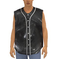 Black Snake Print Sleeveless Baseball Jersey