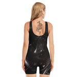 Black Snake Print Sleeveless One Piece Swimsuit