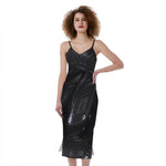 Black Snake Print Slim Fit Midi Cami Dress