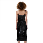 Black Snake Print Slim Fit Midi Cami Dress