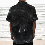 Black Snake Print Textured Short Sleeve Shirt