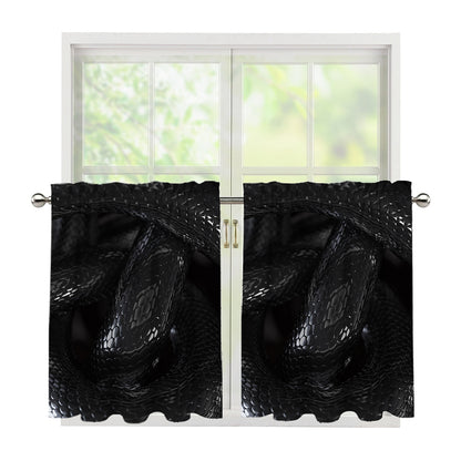 Black Snake Print Tier Curtains