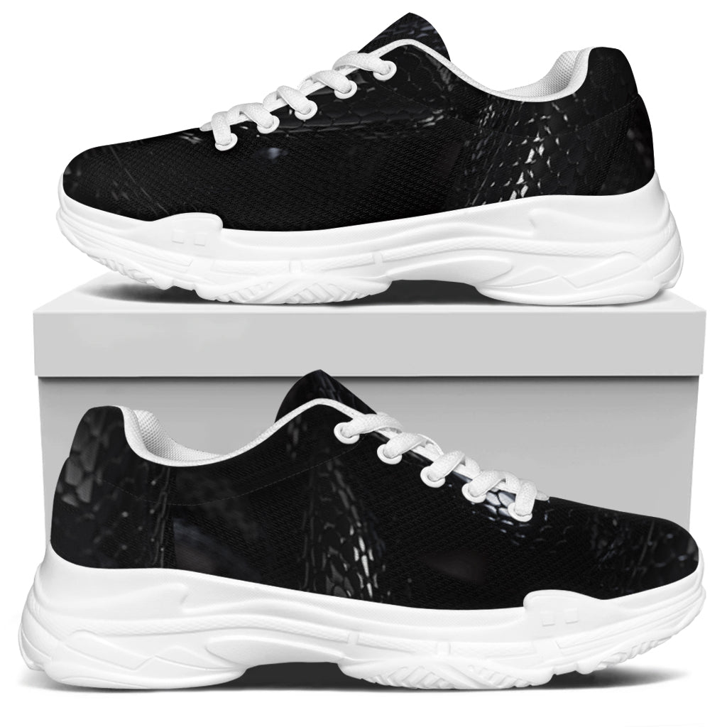 Black Snake Print White Chunky Shoes