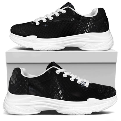 Black Snake Print White Chunky Shoes
