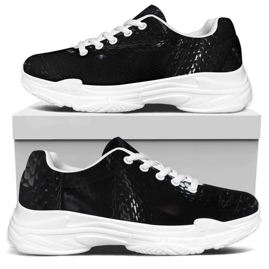 Black Snake Print White Chunky Shoes