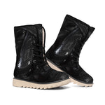 Black Snake Print Winter Boots