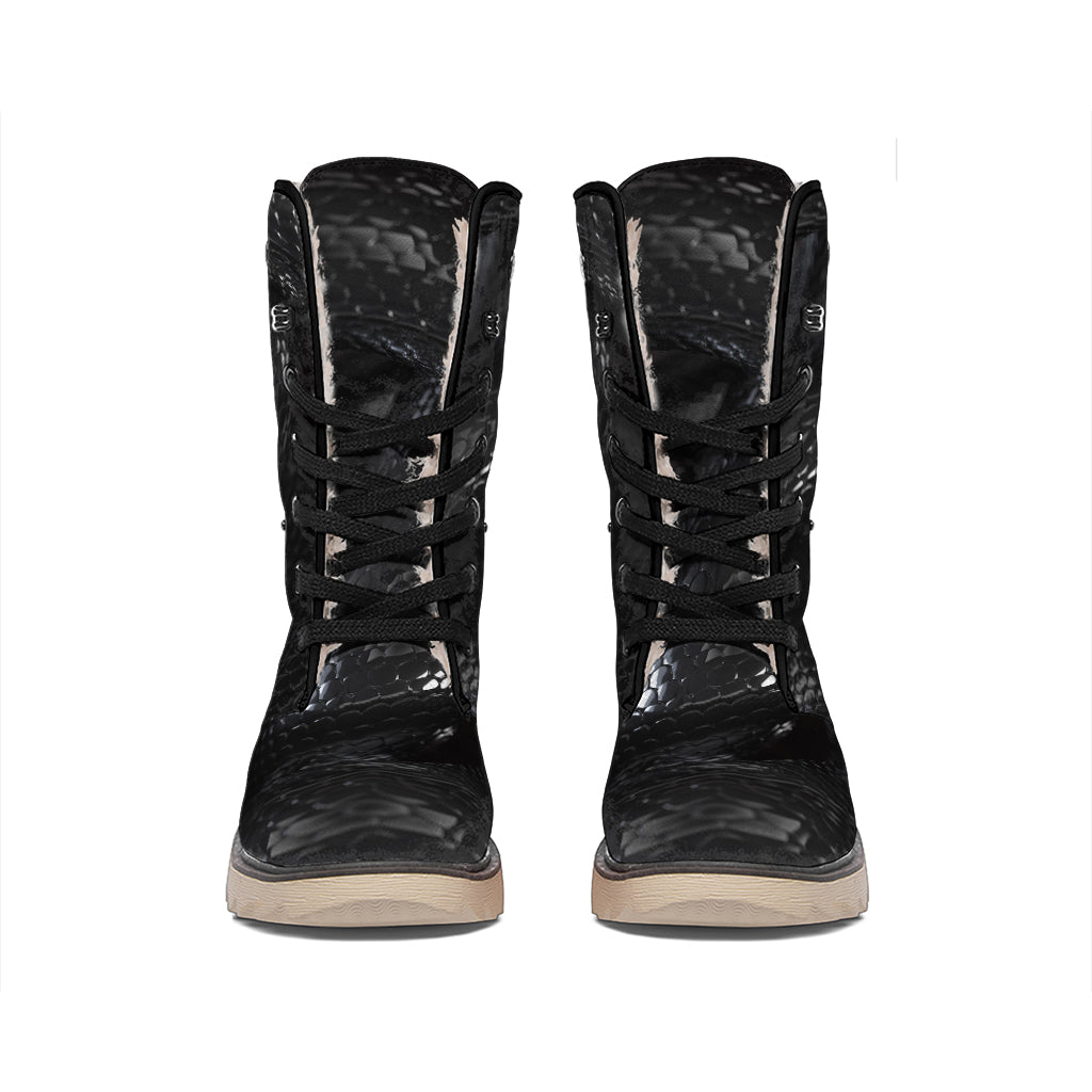 Black Snake Print Winter Boots
