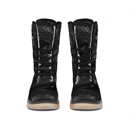 Black Snake Print Winter Boots