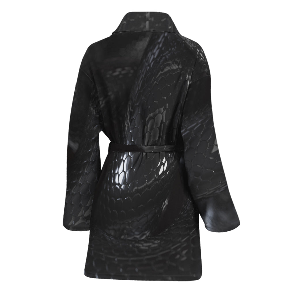 Black Snake Print Women's Bathrobe