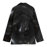 Black Snake Print Women's Cotton Blazer