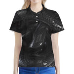 Black Snake Print Women's Polo Shirt