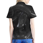 Black Snake Print Women's Polo Shirt