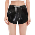 Black Snake Print Women's Split Running Shorts