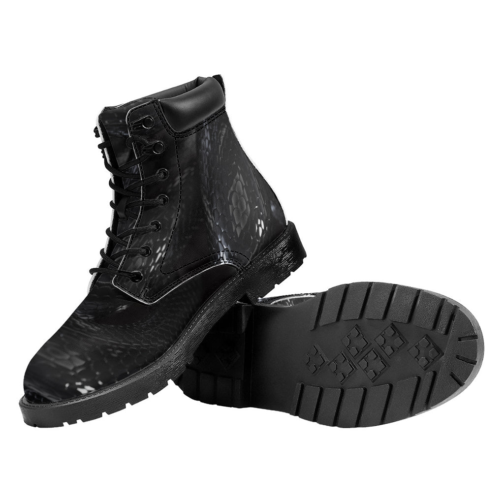 Black Snake Print Work Boots