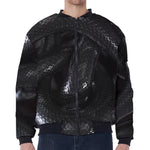 Black Snake Print Zip Sleeve Bomber Jacket