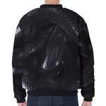 Black Snake Print Zip Sleeve Bomber Jacket