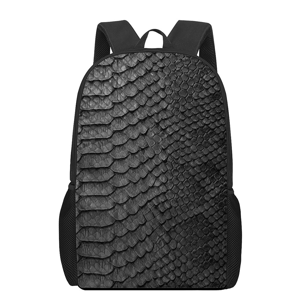 Black Snakeskin Print 17 Inch Backpack