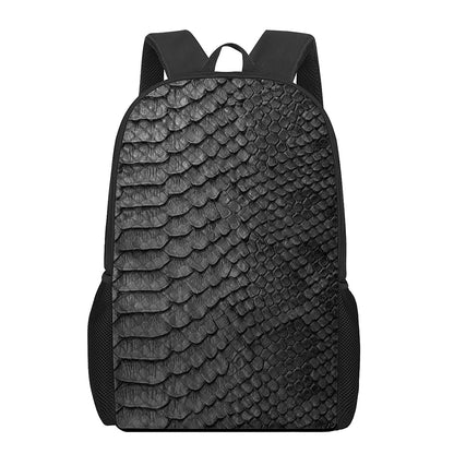 Black Snakeskin Print 17 Inch Backpack
