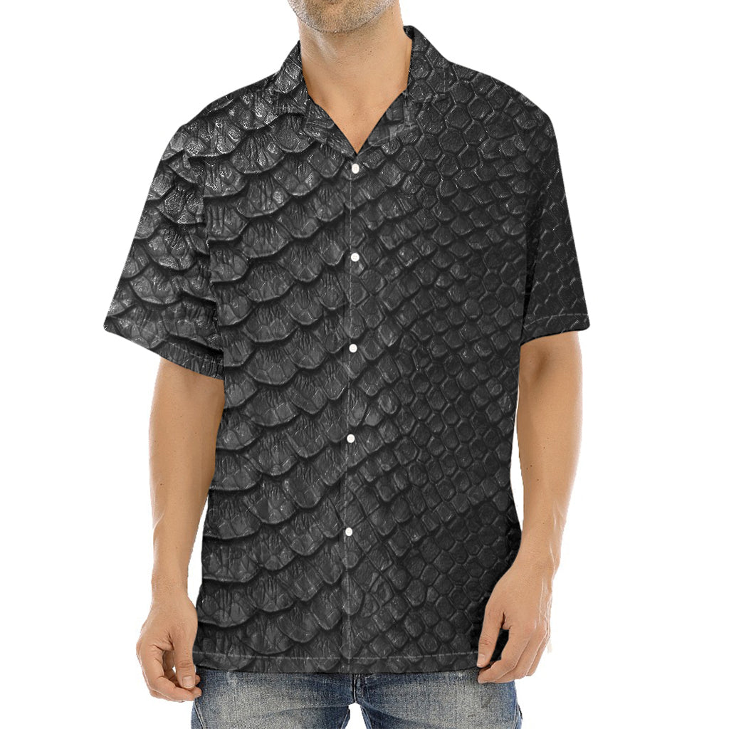 Black Snakeskin Print Aloha Shirt