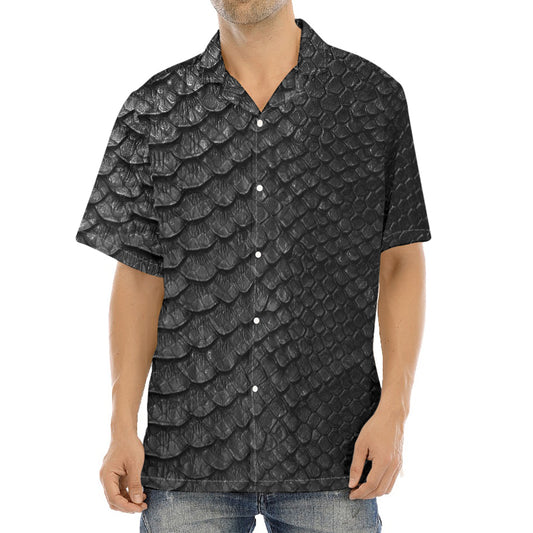 Black Snakeskin Print Aloha Shirt