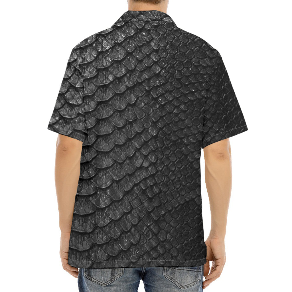 Black Snakeskin Print Aloha Shirt