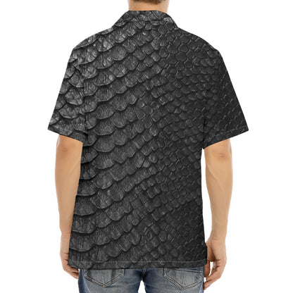 Black Snakeskin Print Aloha Shirt