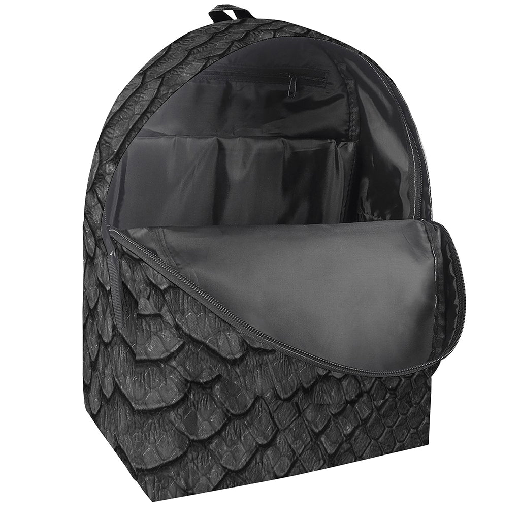 Black Snakeskin Print Backpack