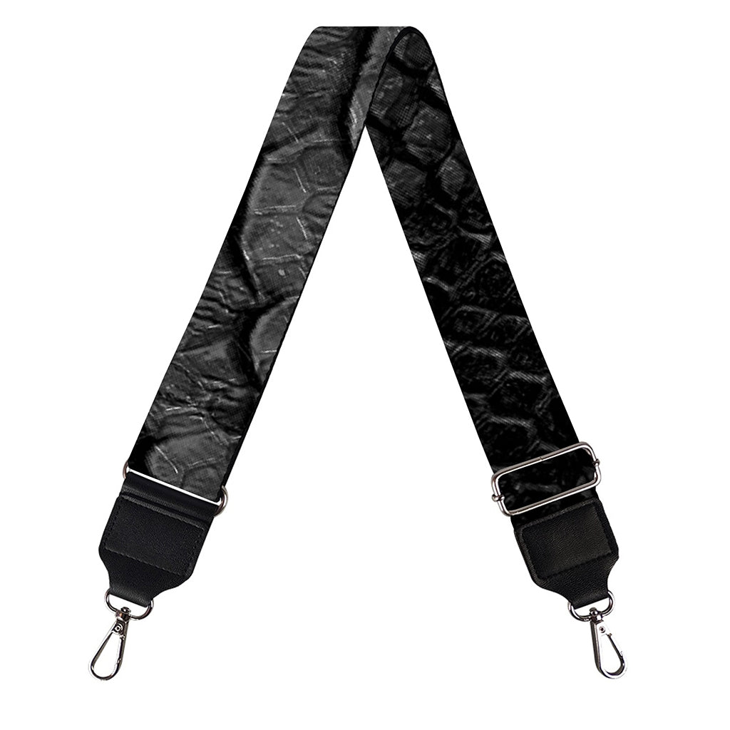 Black Snakeskin Print Bag Strap