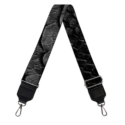 Black Snakeskin Print Bag Strap