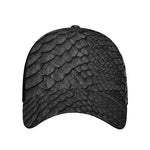 Black Snakeskin Print Baseball Cap