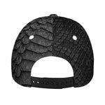 Black Snakeskin Print Baseball Cap