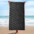 Black Snakeskin Print Beach Towel