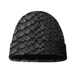 Black Snakeskin Print Beanie