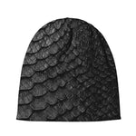 Black Snakeskin Print Beanie