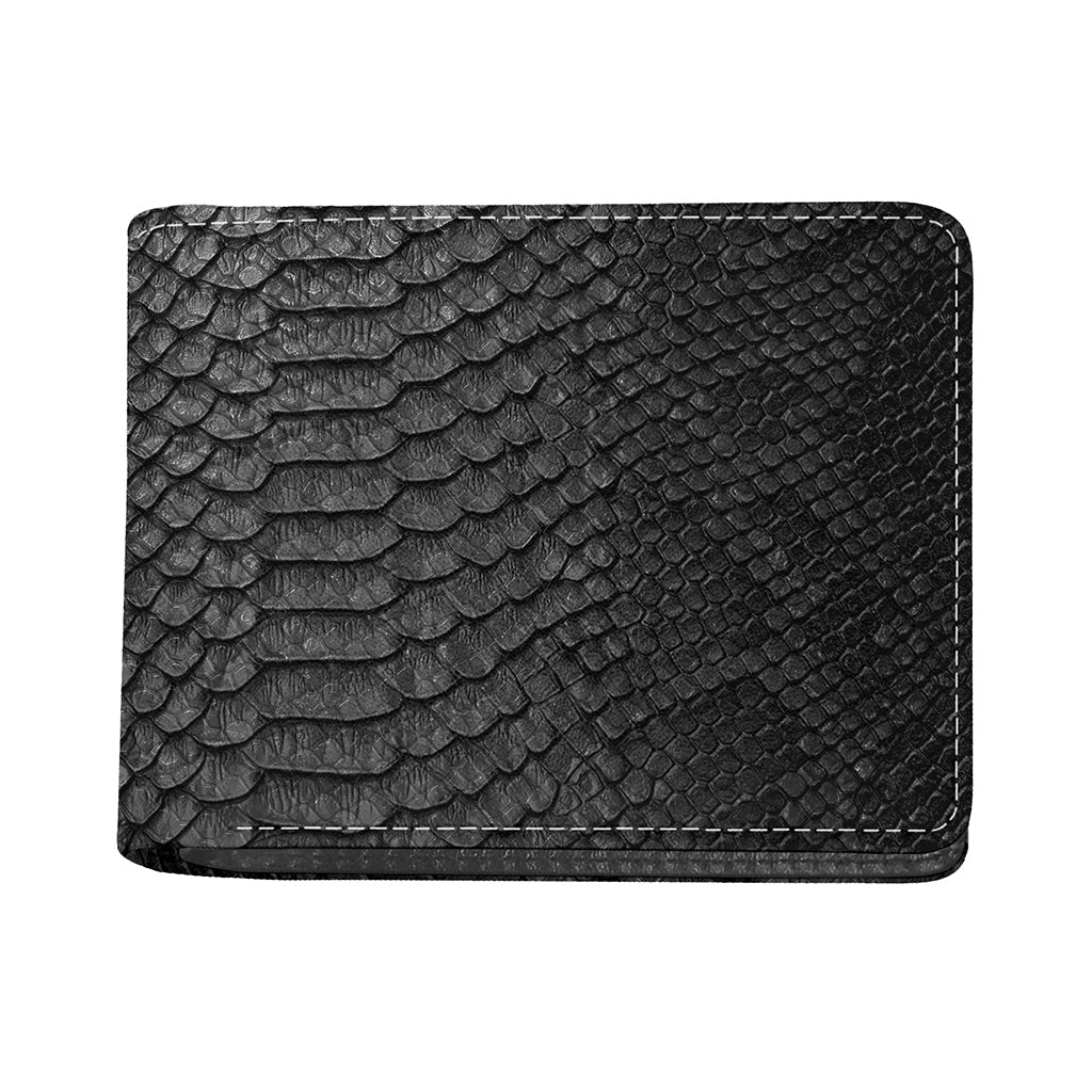 Black Snakeskin Print Bifold Wallet
