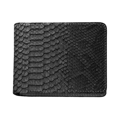 Black Snakeskin Print Bifold Wallet