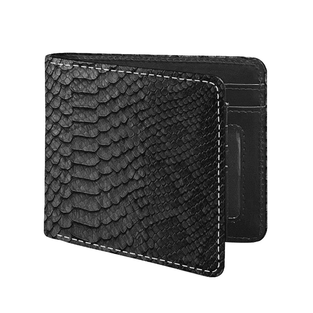Black Snakeskin Print Bifold Wallet