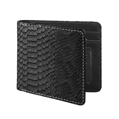 Black Snakeskin Print Bifold Wallet
