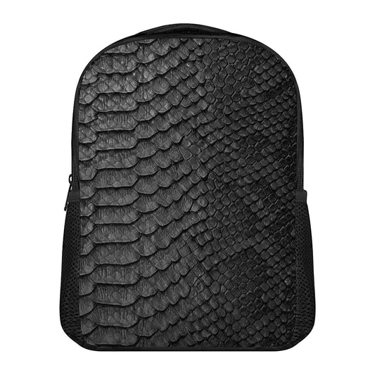 Black Snakeskin Print Casual Backpack