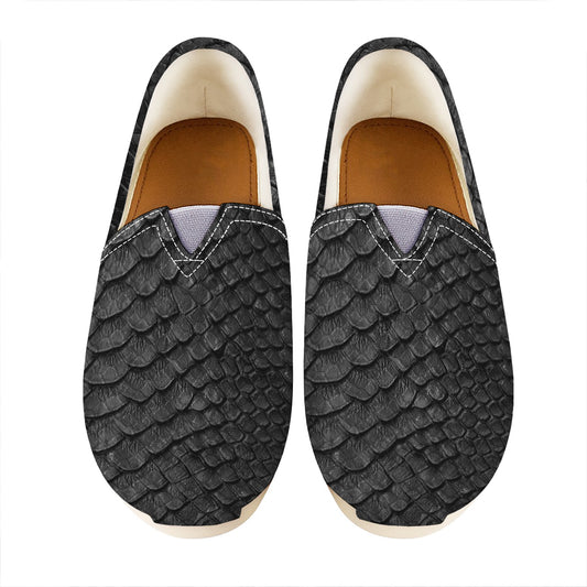 Black Snakeskin Print Casual Shoes