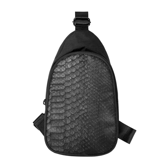 Black Snakeskin Print Chest Bag