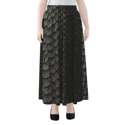 Black Snakeskin Print Chiffon Maxi Skirt