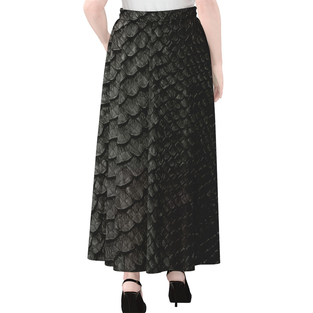 Black Snakeskin Print Chiffon Maxi Skirt